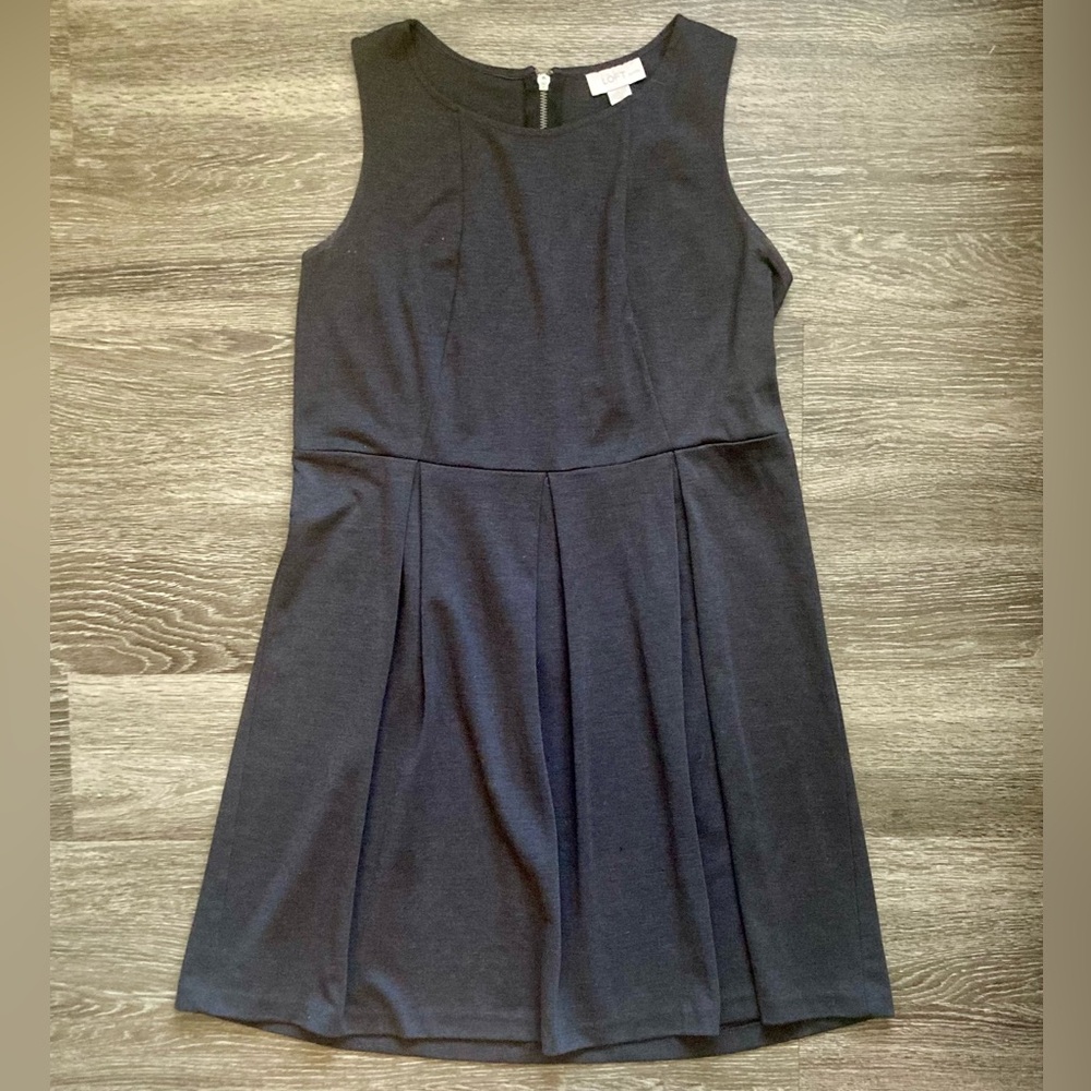Loft charcoal gray pleated fit and flare dress